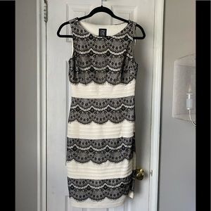 Beautiful black lace and white knee length dress